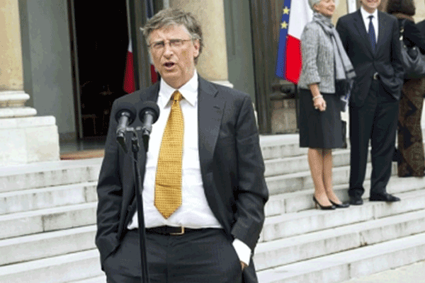 Bill Gates. Rueda de prensa de Bill Gates con motivo de su visita a Francia. Bill Gates