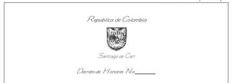 Decreto Honores. Cabecera Decreto Honores.