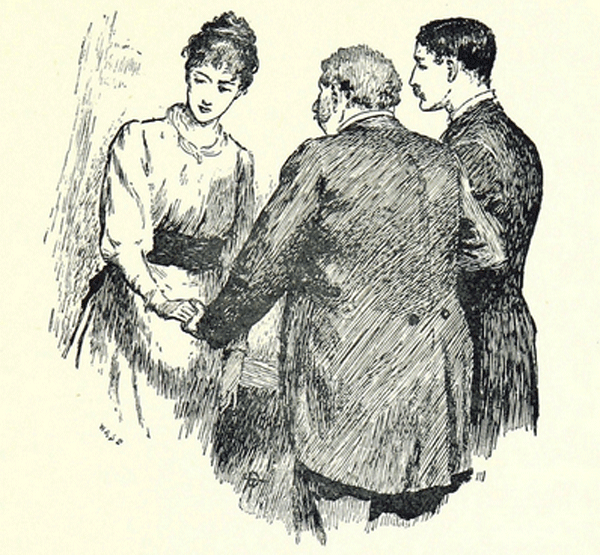 British lamina. Señora entre caballeros. British lamina