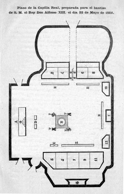 Plano Capilla Real.. Plano Capilla Real. Bautizo de S.M. Don Alfonso XIII.