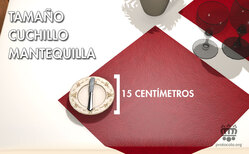 Similar al tamaño del cuchillo de postre