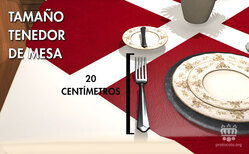 Un tenedor de mesa tiene un tamaño similar al resto de cubiertos de mesa