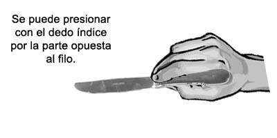 Forma de tomar el cuchillo.