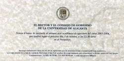 Ejemplo: Invitación Acto Solemne. Universidad de Alicante.