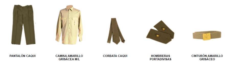Uniforme trabajo. Modalidad B. Hombre. Prendas.