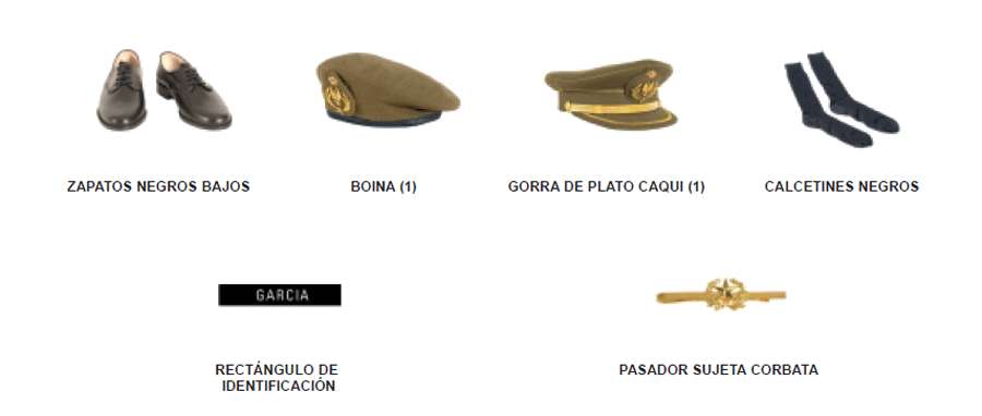 Uniforme trabajo. Modalidad B. Hombre. Accesorios.