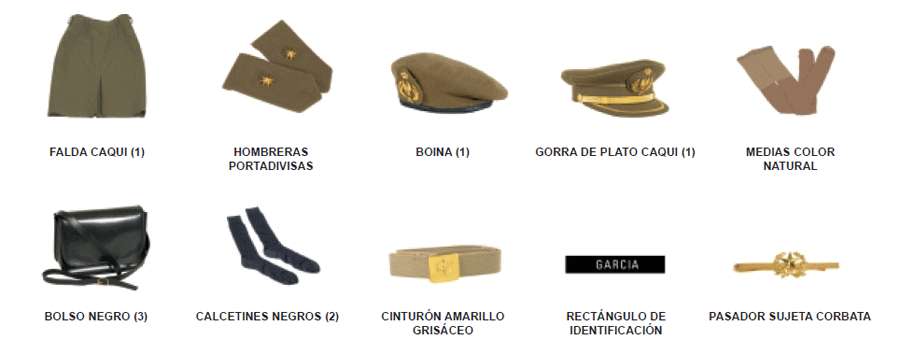 Uniforme trabajo. Modalidad B. Mujer. Accesorios.