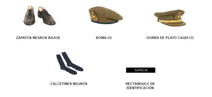 Uniforme trabajo. Modalidad C. Hombre. Accesorios.