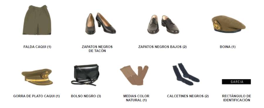 Uniforme trabajo. Modalidad C. Mujer. Accesorios.