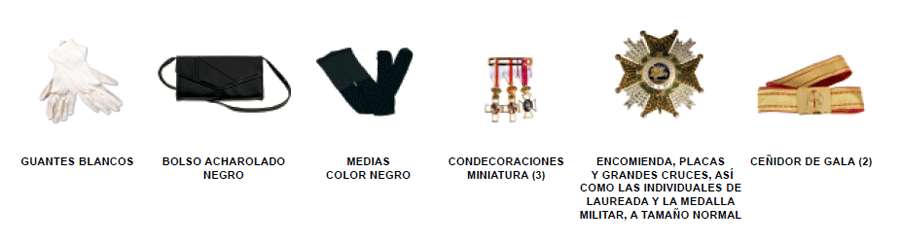 Uniforme de Gran Etiqueta. Uniforme de Gran Etiqueta - Mujer. Accesorios.