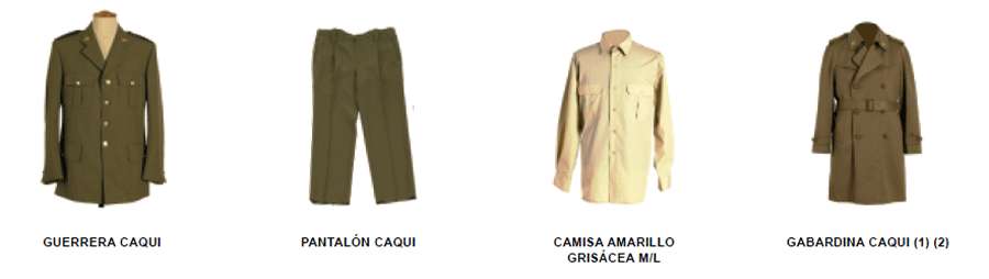 Uniforme de diario tropa. Uniforme de diario tropa - Hombre. Prendas.