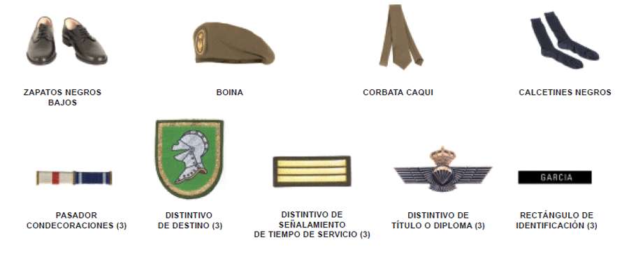 Uniforme de diario tropa. Uniforme de diario tropa - Hombre. Accesorios.