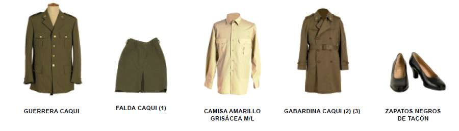Uniforme de diario tropa. Uniforme de diario tropa - Mujer. Prendas.