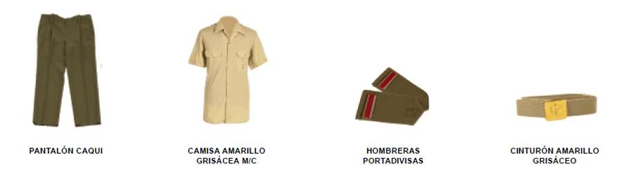 Uniforme de diario verano tropa. Uniforme de diario verano tropa - Hombre. Prendas.