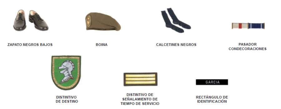 Uniforme de diario verano tropa. Uniforme de diario verano tropa - Hombre. Accesorios.