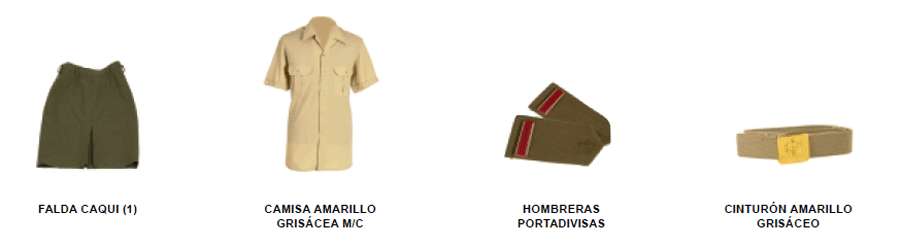 Uniforme de diario verano tropa. Uniforme de diario verano tropa - Mujer. Prendas.