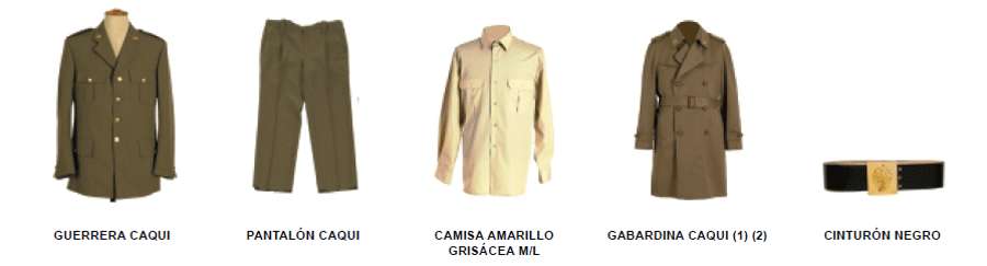 Uniforme de Gala tropa. Uniforme de Gala tropa - Hombre. Prendas.