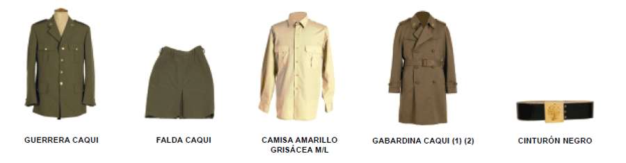 Uniforme de Gala tropa. Uniforme de Gala tropa - Mujer. Prendas.