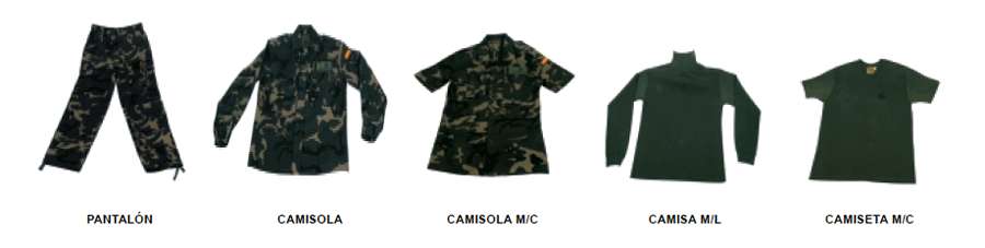 Uniforme de Campaña. Uniforme de Campaña. Prendas.