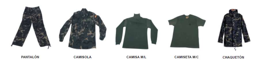Uniforme de frío. Uniforme de frío. Prendas.