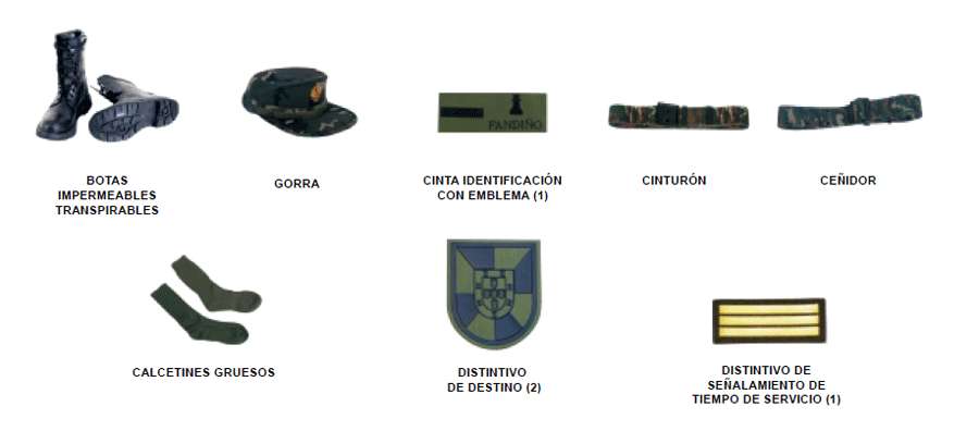 Uniforme de frío. Uniforme de frío. Accesorios.