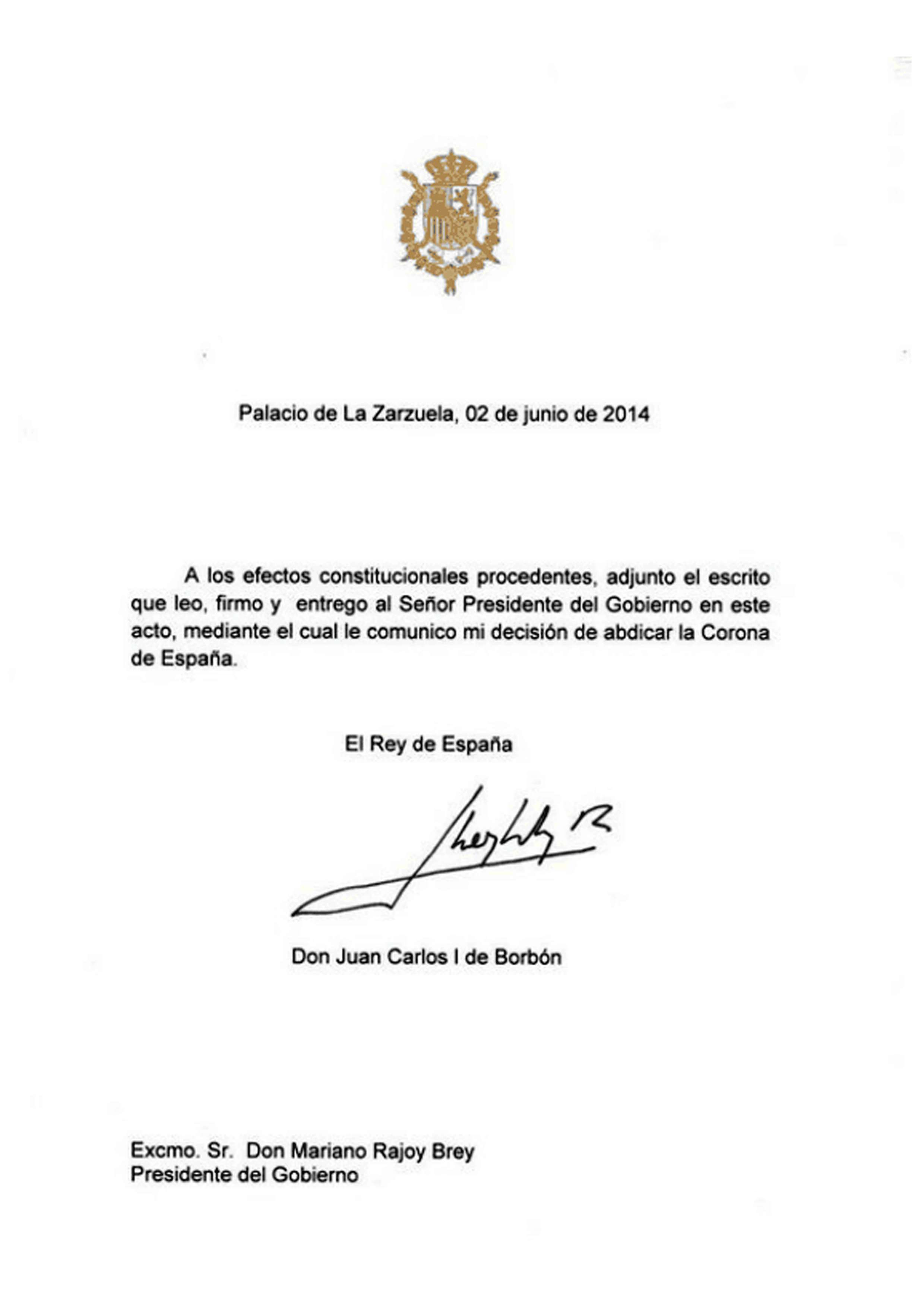 Carta abdicación.