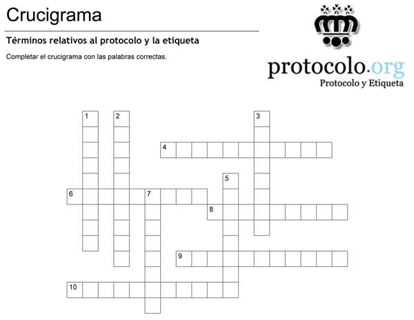 Crucigrama protocolo y etiqueta.