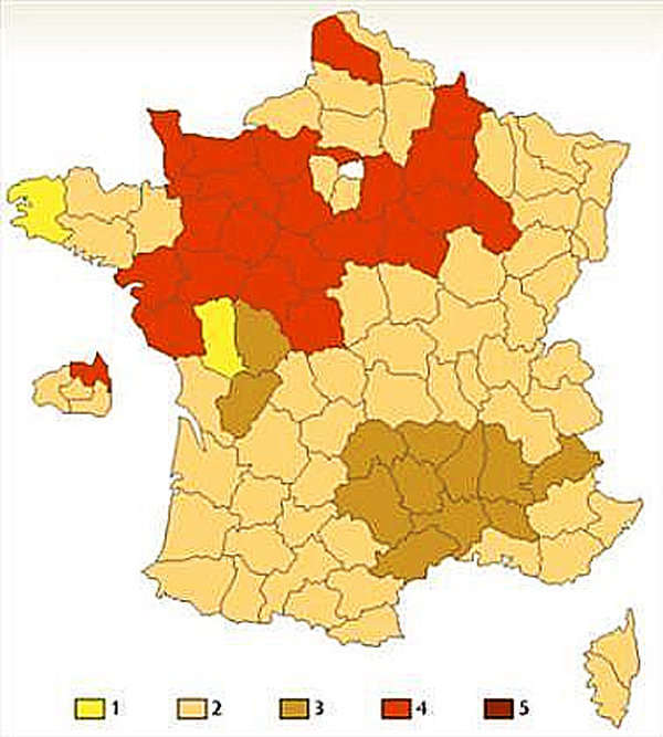 Mapa besos Francia