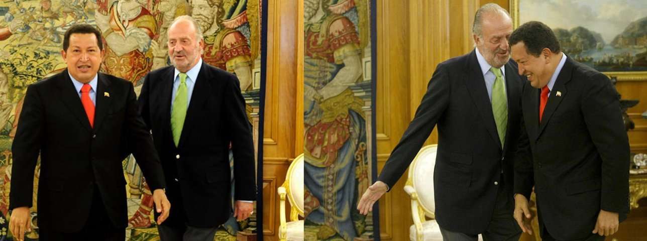 Don Juan Carlos recibe la visita de Hugo Chávez, Presidente de Venezuela
