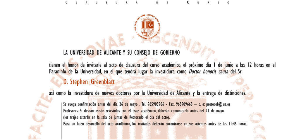 Invitación Universidad de Alicante