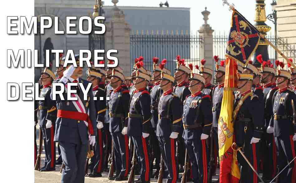 Empleos militares del Rey y del Príncipe de Asturias. Don Felipe pasa revista a las unidades de la Guardia Real que rendían honores