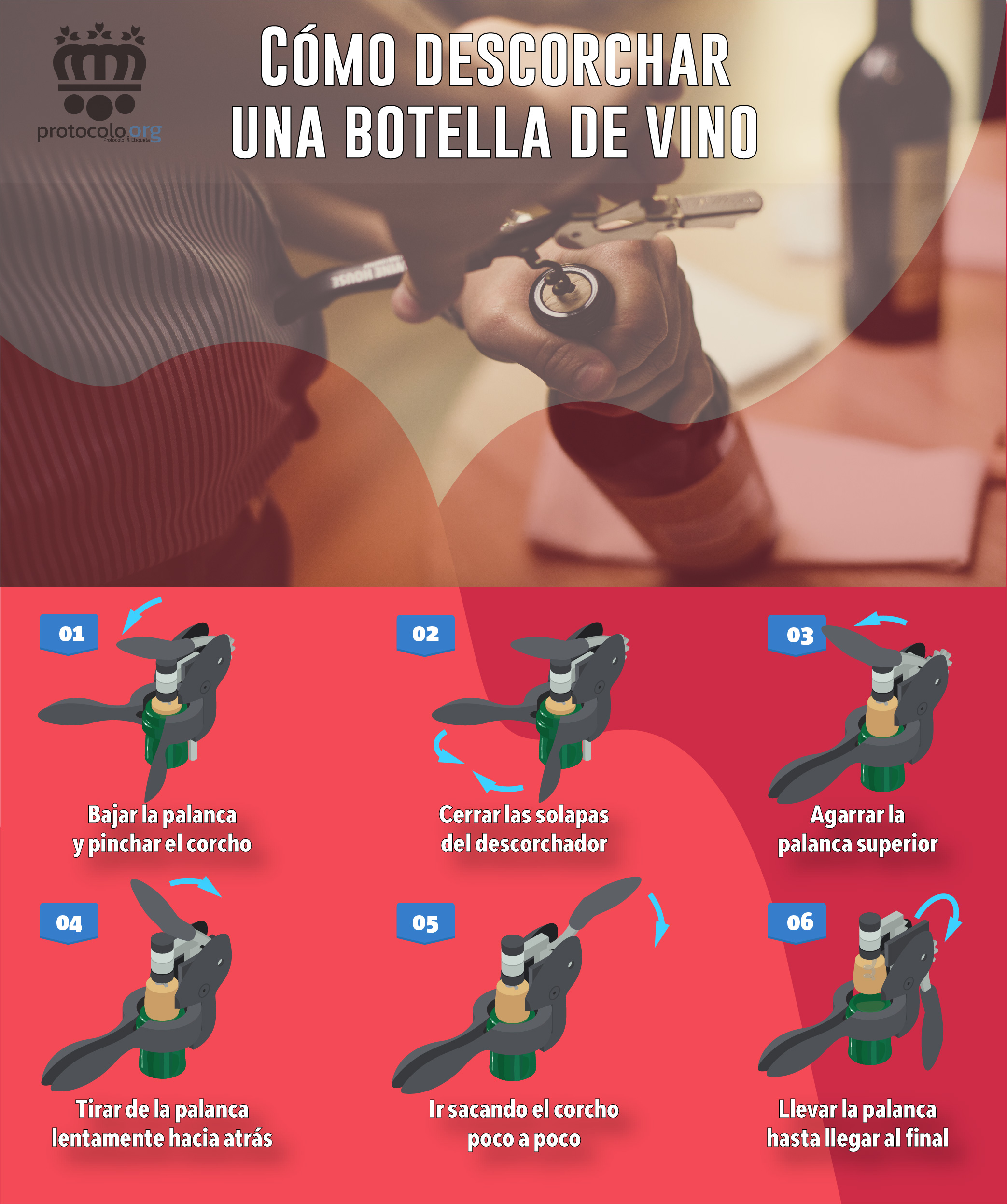 Cómo descorchar una botella de vino