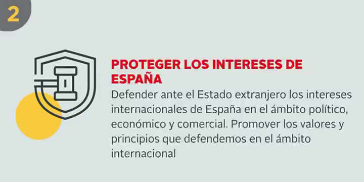 Embajada. Proteger los intereses de España.