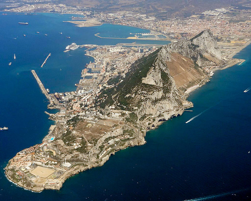 Vista aérea del territorio británico de Gibraltar.