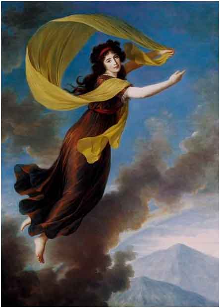 Carolina de Manderscheid-Blankenheim retratada como Iris por Élisabeth Vigée-Lebrun (1793)