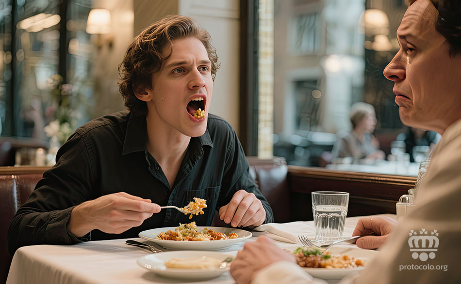 Cuando estemos comiendo algo. a la hora de masticar la boca debe estar cerrada