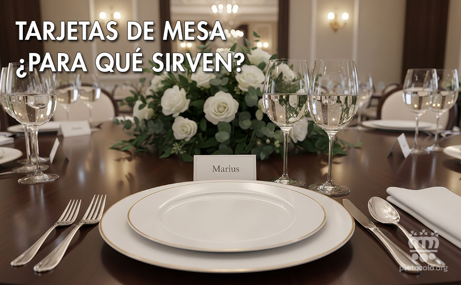 Una tarjeta de mesa indica el lugar exacto que ocupa cada invitado. Son de gran utilidad para que los invitados sepan cuál es su sitio en la mesa