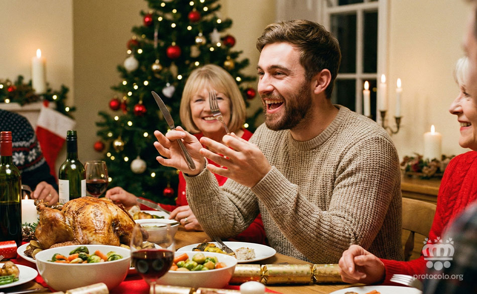 No se gesticula con los cubiertos en la mano. Deja los cubiertos en el plato si quieres hablar 'con las manos'