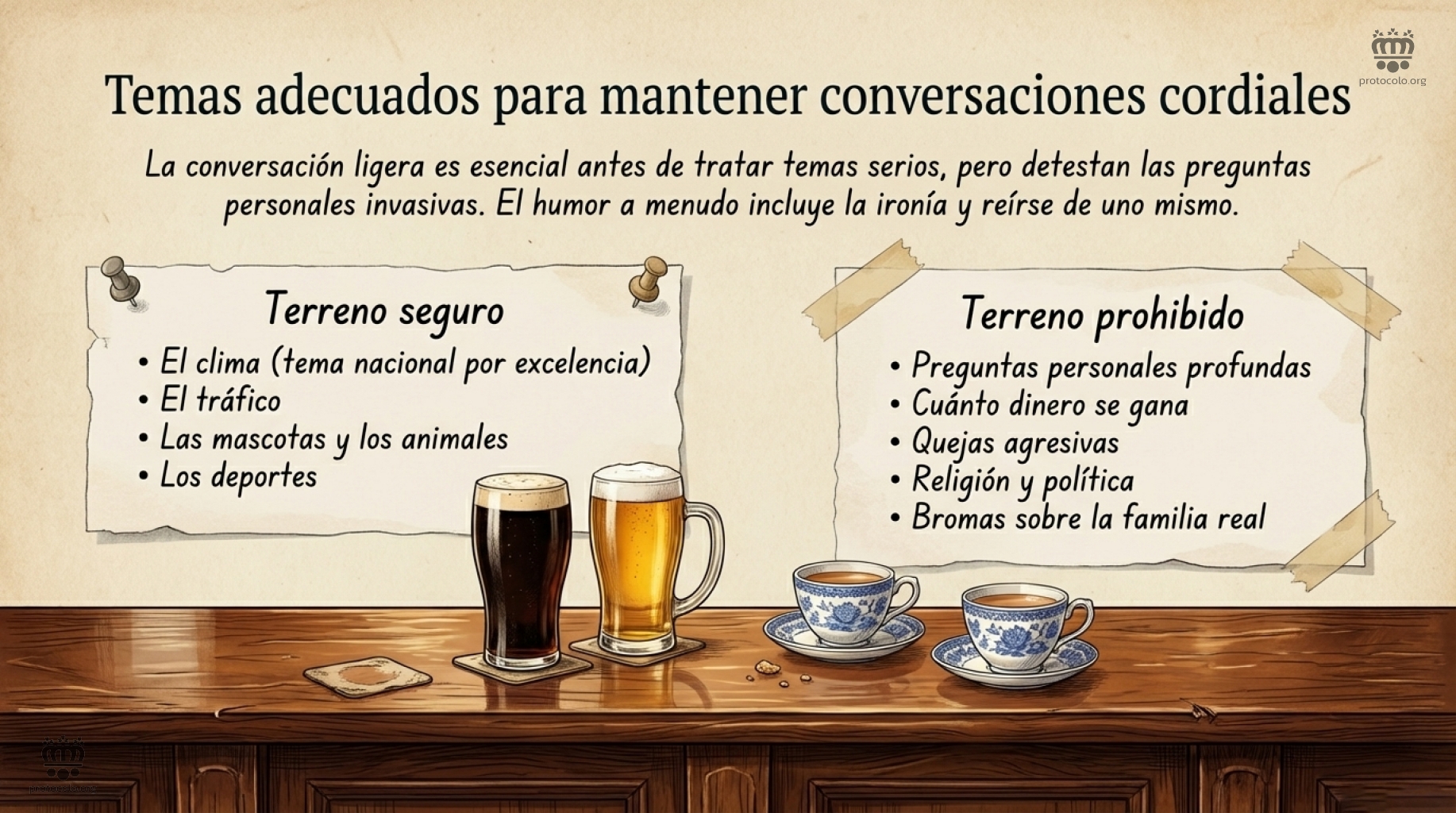 Las conversaciones de pub y similares son estupendas para hacer buenas relaciones