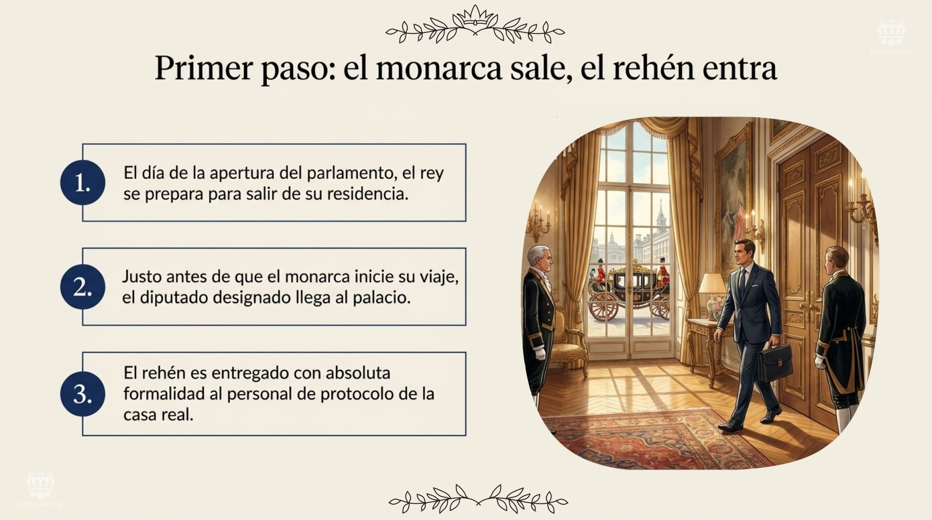 Antes de salir el rey llega el diputado que interpreta el papel de rehén