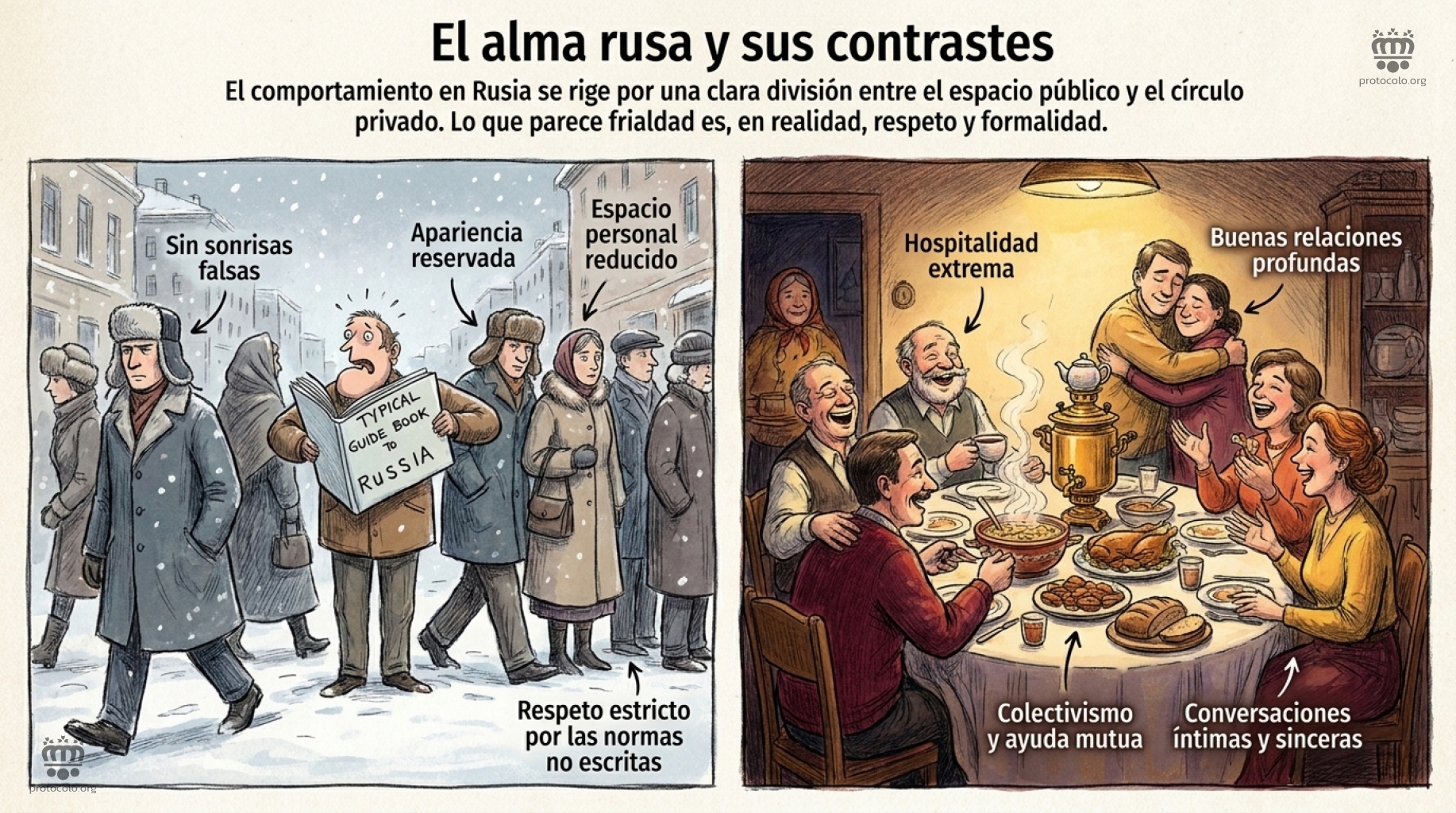 El alma rusa y sus contrastes. El comportamiento en Rusia tiene una clara división entre lo público y lo privado