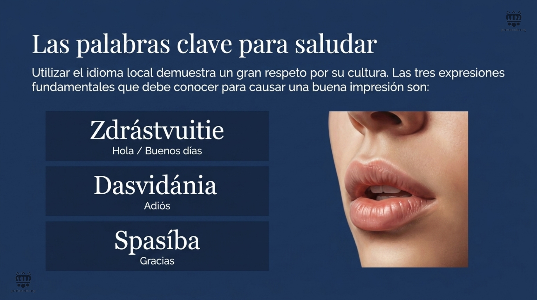 Las palabras claves para saludar. Utilizar algunas palabras en el idioma local es una muestra de interés y genera una mayor simpatía