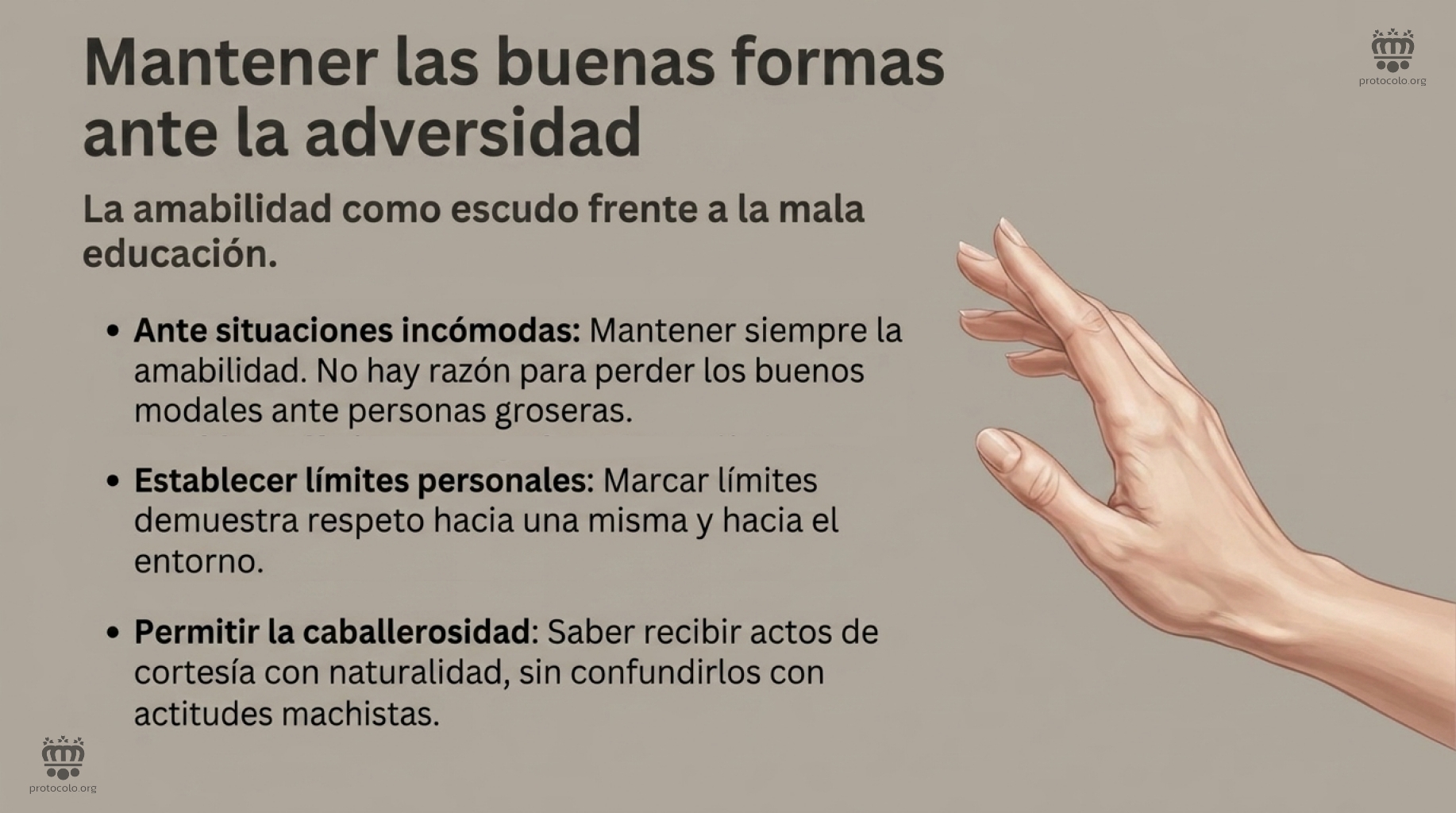 Mantener los buenos modales a pesar de todo. Encontrarse con gente grosera o maleducada suele ser común, pero no podemos bajar a su nivel