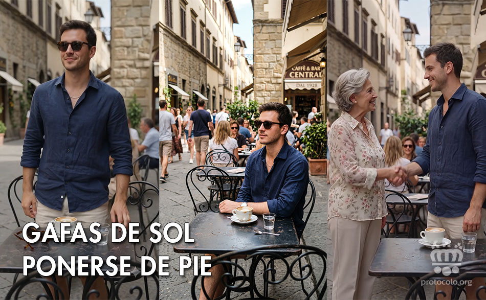 Las gafas de sol puestas cuando hablas con otra persona. Dejarse la gafas de sol puestas en una conversación es de mala educación