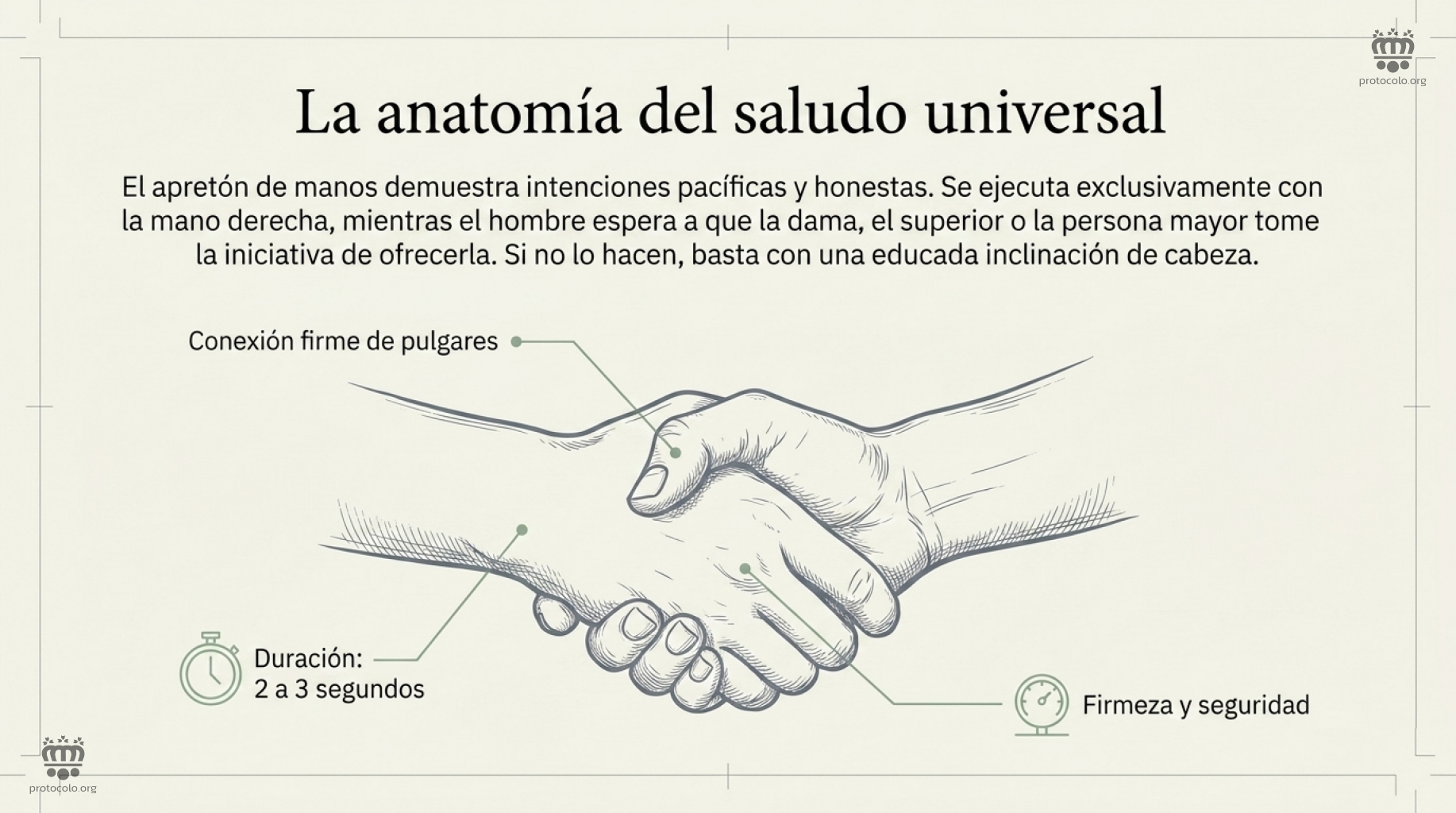 El apretón de manos firma y breve es el más utilizado en todo el mundo