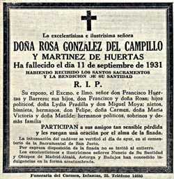Ejemplo de esquela. Diario Ahora de Madrid
