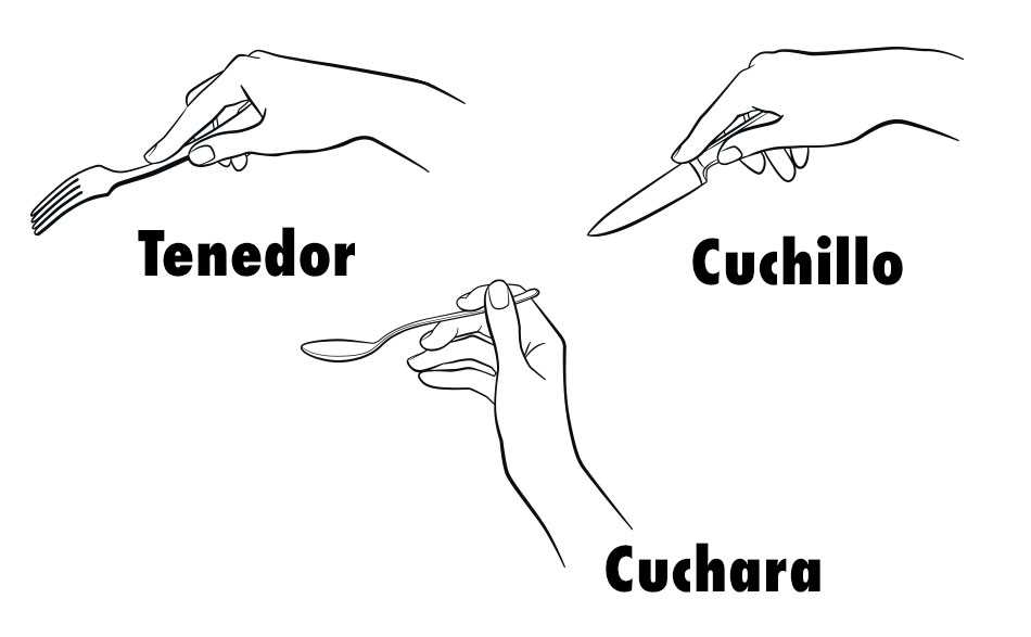 La forma correcta de sujetar los cubiertos