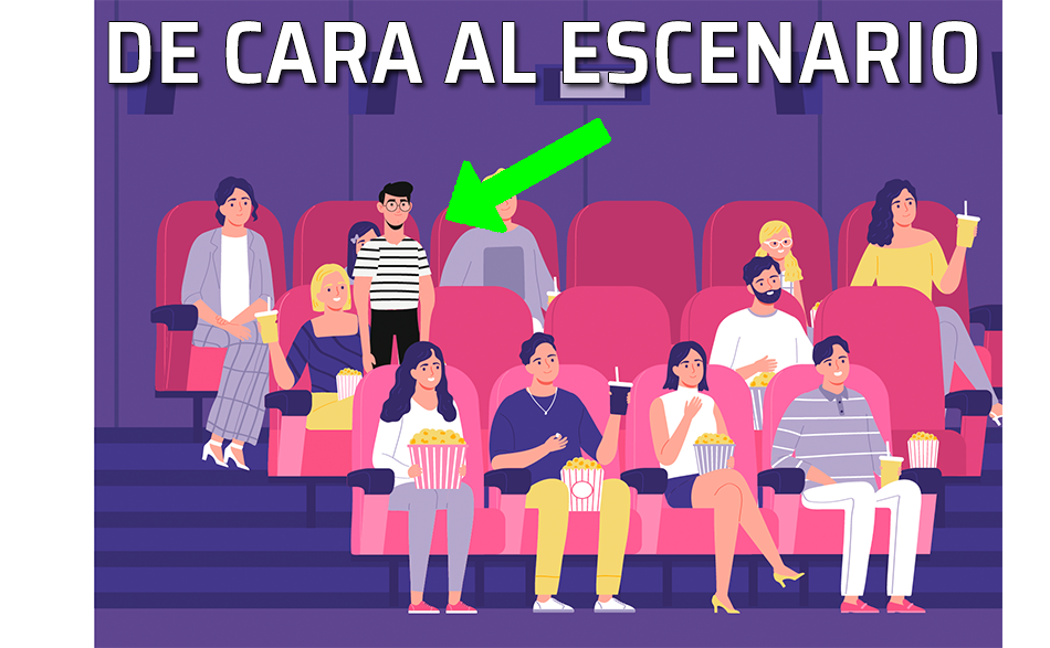 Acceder a nuestro asiento pasando por delante de otras personas y de cara al escenario