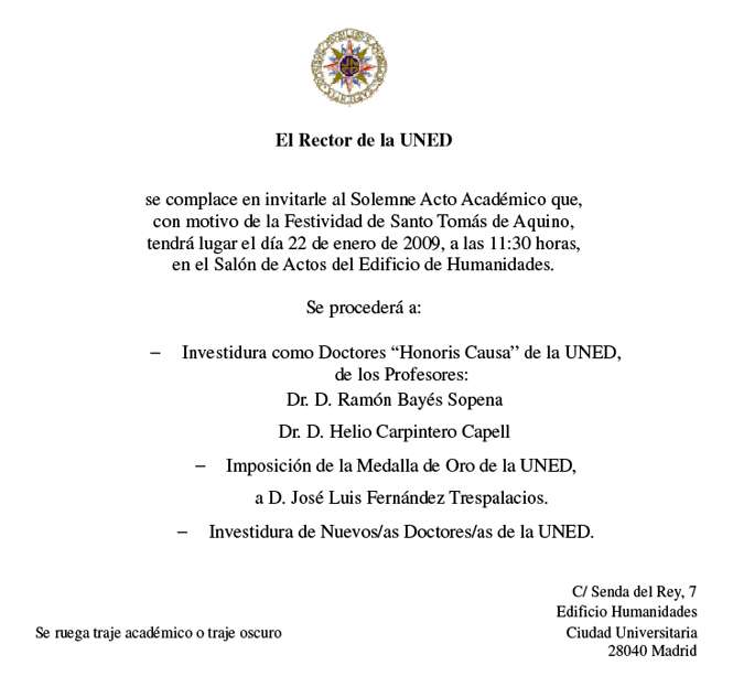 12 Programación de los actos Las invitaciones