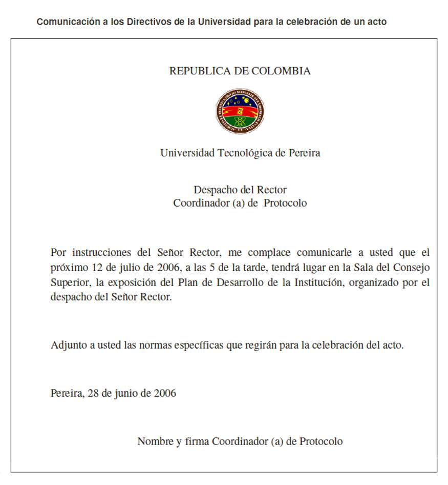 168 Modelo comunicado Comunicar la celebración de un acto